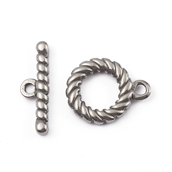 304 Stainless Steel Toggle Clasps, Ring, for DIY Jewelry Making, Stainless Steel Color, Ring: 18.8x14.8x2.8mm, Bar: 21x6.5x2.8mm, Hole: 2mm