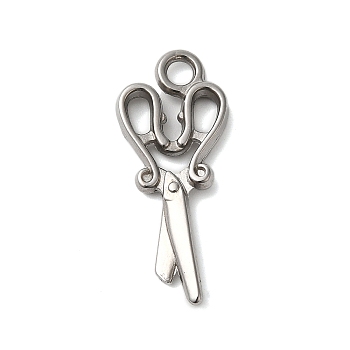 Non-Tarnish 304 Stainless Steel Pendants, Scissor Charms, Stainless Steel Color, 29x12x3mm, Hole: 2.5mm