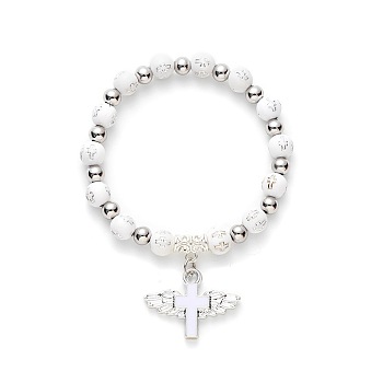 Gold acrylic cross bead bracelet angel cross prayer bead bracelet