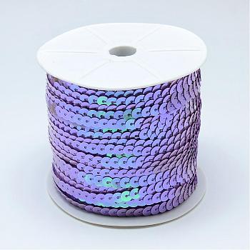 AB-Color Plastic Paillette Beads, Sequins Beads, Ornament Accessories, Flat Round, Lilac, 6mm, about 100yards/roll