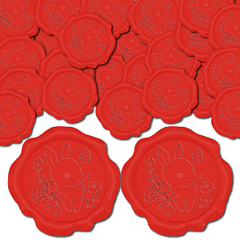 100Pcs Easter Adhesive Wax Seal Stickers, Envelope Seal Decoration, For Craft Scrapbook DIY Gift, Red, Rabbit, 30mm