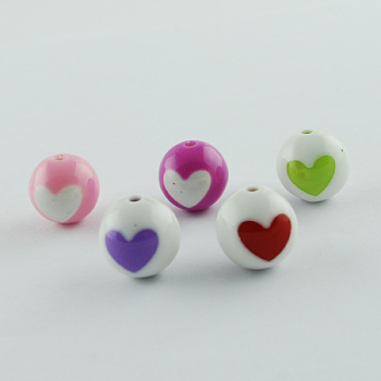 Opaque Acrylic Beads, Round, Mixed Color, 8mm, Hole: 2mm