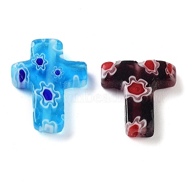 (Defective Closeout Sale: Some Broken) Cross Handmade Millefiori Glass Beads Strands(LK-XCP0001-03)-2