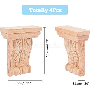 Natural Solid Wood Carved Onlay Applique Craft(WOOD-WH0104-39)-2