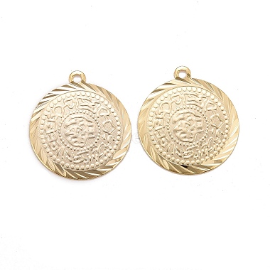 Real 24K Gold Plated Flat Round Brass Charms