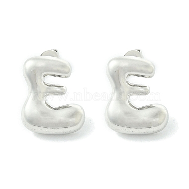 Letter E Brass Stud Earrings