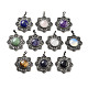 Natural & Synthetic Mixed Gemstone & Brass Pendants(G-K338-09AS)-1