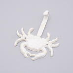 Ocean Theme Iron Wall Hooks, Coat Towel Hooks, Wall Decorations Ornaments, Crab, White, 127x108x36mm, Hole: 3.5mm(AJEW-WH0018-35)
