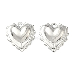 304 Stainless Steel Pendants, Heart Charm, Stainless Steel Color, 17.5x17x3mm, Hole: 1.6mm(STAS-C167-09C-P)