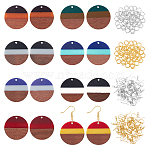 DIY Dangle Earring Making Kits, Including 16Pcs 8 Colors Resin & Walnut Wood Pendants, 32Pcs 2 Colors Brass Earring Hooks and 32Pcs 2 Colors Jump Rings, Mixed Color, Pendants: 28x3.5mm, Hole: 2mm, 2pcs/color(DIY-OC0006-28)