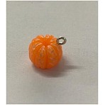 Resin Charms, with Platinum Plated Iron Findings, Imitation Food, Orange Shape, Orange, 13.5x13~13.5mm, Hole: 2mm(RESI-TAC0002-21)