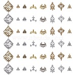64Pcs 16 Styles Tibetan Style Alloy Chandelier Components, Mixed Shapes, Mixed Color, 4pcs/style(PALLOY-SC0003-48)