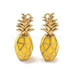 304 Stainless Steel Enamel Pendants, Pineapple Shape Charms, Ion Plating(IP), Real 18K Gold Plated, Yellow, 35.5x14x12.5mm, Hole: 3x2.5mm(STAS-L316-19G)