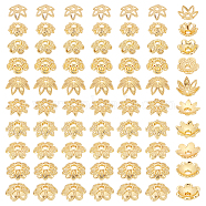 Elite 100Pcs 10 Styles Brass Bead Caps, Flower, Real 14K Gold Plated, 7~8.5x7~8.5x2~3.5mm, Hole: 1~1.8mm, 10pcs/style(KK-PH0006-60)