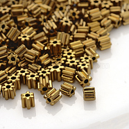 Grade A Glass Seed Beads, Flower, Golden Plated, 3.5x3.5~4mm, Hole: 1mm(SEED-T001-601)