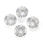 Cubic Zirconia Pointed Back Pendants, Faceted, Flat Round, Clear, 5mm, Hole: 1mm(ZIRC-N037-5mm-01)