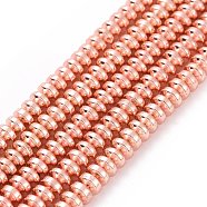 Electroplate Non-magnetic Synthetic Hematite Beads Strands, Grade AA, Long-Lasting Plated, Rondelle, Rose Gold Plated, 4x2mm, Hole: 1mm, about 175pcs/strand, 15.7 inch(40cm)(G-L485-04B-RG)
