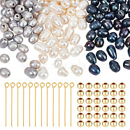 DIY Jewelry Making Finding Kit, Including Natural Pearl Loose Beads, Iron Eye Pin, Brass Round Spacer Beads, Mixed Color, 200Pcs/box(DIY-NB0009-15)