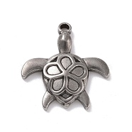 304 Stainless Steel Pendants, Sea Turtle, Stainless Steel Color, 26x24x3.5mm, Hole: 2.5mm(STAS-E169-09P)