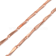 Brass Bar Link Chain Necklaces Making with Clasp, for Beadable Necklace Making, Rose Gold, 17.76 inch(45.1cm), Wide: 1.5mm(KK-L209-034A-RG)