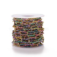 Ion Plating(IP) 304 Stainless Steel Paperclip Chains, Faceted, with Spool, Unwelded, Rainbow Color, 17x7x1.5mm, about 16.40 Feet(5m)/Roll(CHS-A007-01M)