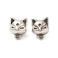 Tibetan Style Alloy Tube Bails, Fox, Antique Silver, 13x10x9.5mm, Hole: 1.3mm, Inner Diameter: 4mm(FIND-Z063-43AS)