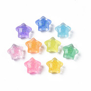 Translucent Acrylic Cabochons, with Glitter Powder, Star, Mixed Color, 15.5x16.5x11mm(TACR-N006-11)