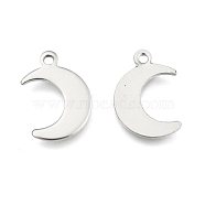 Crescent Moon Stainless Steel Charms Pendants, Stainless Steel Color, 15.5x10.5x1mm, Hole: 1mm(STAS-Q168-06)