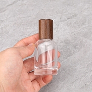 Transparent Glass Perfume Spray Bottle, Empty Bottles with Wood Lid, Column, Sienna, 3.8x9.2cm, Capacity: 30ml(1.01fl. oz)(PW-WG90B21-05)