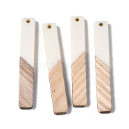 Resin & Wood Big Pendants, Two Tone, Rectangle, White, 52x7.5x3.5mm, Hole: 2mm(RESI-T035-19-A04)