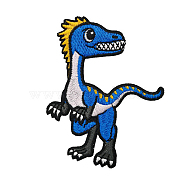 Computerized Embroidery Polyester Iron on/Sew on Patches, Costume Accessories, Appliques, Compsognathus, Dodger Blue, 77x60mm(FABR-PW0001-196I)