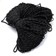 7 Inner Cores Polyester & Spandex Cord Ropes, for Rope Bracelets Making, Black, 4mm, about 109.36 yards(100m)/bundle, 420~500g/bundle(RCP-R006-121)