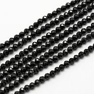 Faceted Natural Black Spinel Beads Strands, Round, 2mm, Hole: 0.5mm, about 200pcs/strand, 15.5 inch(39.5cm)(G-F507-04)