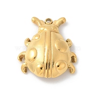 304 Stainless Steel Pendants, Ladybird Charms, Ion Plating(IP), Real 18K Gold Plated, 20x18x5mm, Hole: 1.5mm(STAS-Z122-28G)