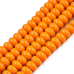 Opaque Solid Color Glass Beads Strands, Rondelle, Dark Orange, 8x3~5mm, Hole: 1.5mm, about 82~85pcs/strand, 15.75 inch(40cm)(X-GLAA-A036-H18)