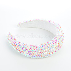 Rhinestone Crystal Hair Bands, Wide Plastic Hair Bands, Hair Accessories for Women, White, 170x155x45mm(OHAR-PW0001-182A)