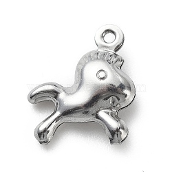 304 Stainless Steel Pendants, Horse Charms, Stainless Steel Color, 13.3x11.3x3.8mm, Hole: 1mm(STAS-D243-02)