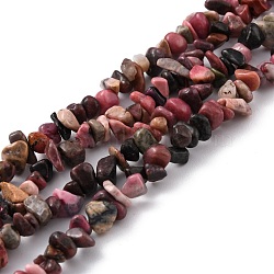 Natural Rhodonite Chip Bead Strands, 5~8x5~8mm, Hole: 1mm, about 31.5 inch(G-M205-24)