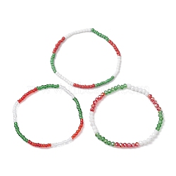 3Pcs 3 Styles Christmas Glass Seed Beaded Stretch Bracelet Sets, Stackable Bracelets for Women Men, Mixed Color, Inner Diameter: 2~2-1/4 inch(5.2~5.85cm), 1pc/style(BJEW-JB10472)