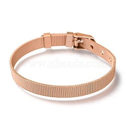 304 Stainless Steel Watch Bands, Watch Belt Fit Slide Charms, Rose Gold Plated, 8-1/2 inch(21.5cm), 8mm(WACH-P015-02J)