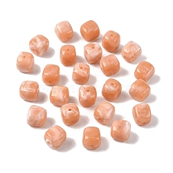 Opaque Acrylic Beads, Imitation Gemstone, Cube, Two Tone, Light Salmon, 17x15.5x15.5mm, Hole: 3mm, 143pcs/500g(OACR-D320-01I)