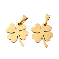 Ion Plating(IP) 304 Stainless Steel Pendants, Clover, Golden, 25.5x20.5x1.5mm, Hole: 10x4mm(STAS-I135-31G)