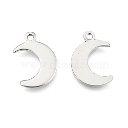 Tarnish Resistant Crescent Moon Stainless Steel Charms Pendants, Stainless Steel Color, 15.5x10.5x1mm, Hole: 1mm(STAS-Q168-06)