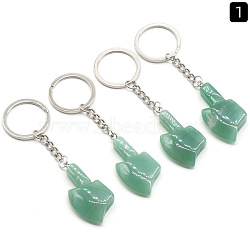 Green Aventurine with Metal Mini Axe Keychain, 4.2x2.5cm(PW-WG4971C-01)