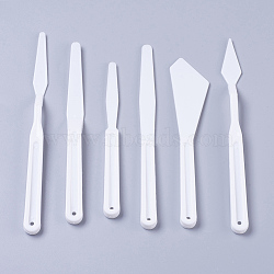 6Pcs Plastic Carving Knifes, White, 16.2x3.2x0.95cm, 17.1x1.4x0.85cm, 19x1.3x0.85cm, 17.6x1.35x0.95cm, 14.8x1.3x0.9cm, 18.6x1.8x0.9cm, 6pcs/set(TOOL-E005-17)