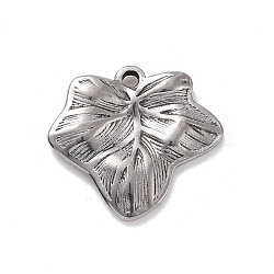 304 Stainless Steel Pendants, Leaf, Stainless Steel Color, 14.5x15.5x2mm, Hole: 1mm(STAS-E169-14P)