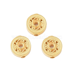 925 Sterling Silver Beads, Flat Round, Real 18K Gold Plated, 7.5x2.5mm, Hole: 1.2mm(STER-P060-26G)