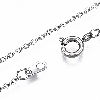 304 Stainless Steel Cable Chain Necklaces, with Spring Ring Clasps, Stainless Steel Color, 18.11 inch(46cm)
