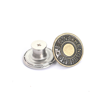Alloy Button Pins for Jeans, Nautical Buttons, Garment Accessories, Round, Antique Bronze, 17mm