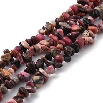 Natural Rhodonite Chip Bead Strands, 5~8x5~8mm, Hole: 1mm, about 31.5 inch